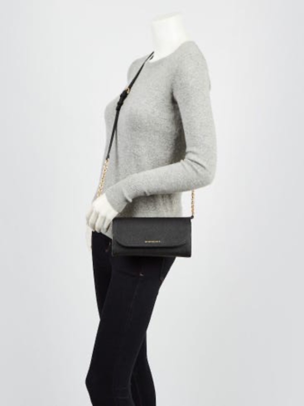 Authentic Burberry Black Soft Grain Leather Henley Wallet on Chain Bag - Picture 13 of 13